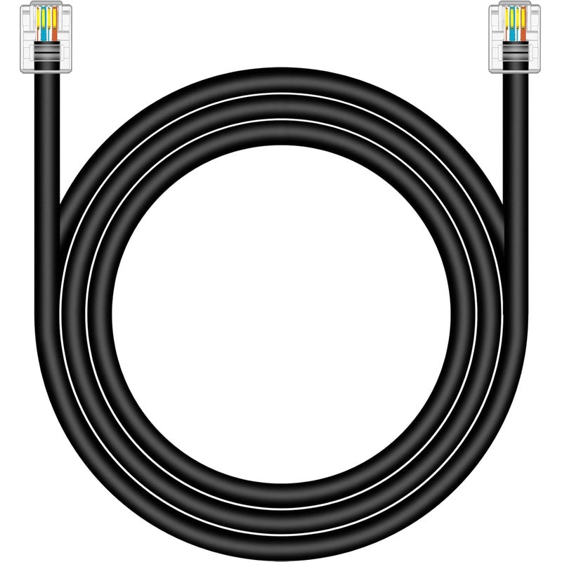 NECABLES CAT5 RJ11 Data Cable DSL Cable 6ft High-Speed for DSL Modem Twisted Wire UTP RJ11 6P4C Male to Male Black - 6 Feet - Image 1